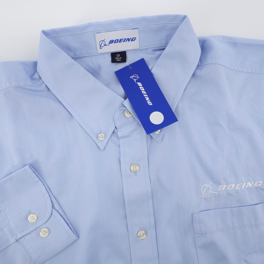 NEW Boeing South Carolina Wicked Woven Shirt Light Blue Long Sleeve Mens 2XL